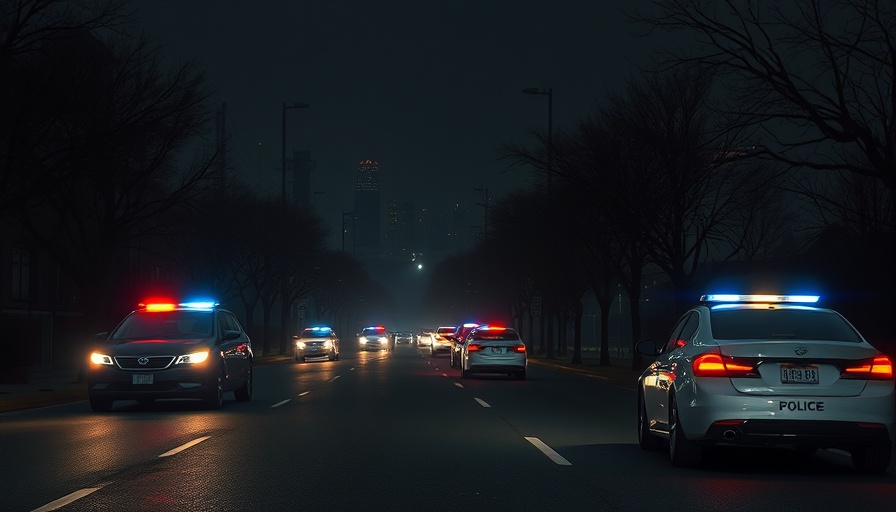 Police presence on dim urban street at night, highlighting gun violence youth incidents.