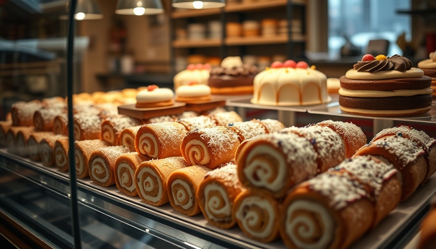 Assorted pastries in a bakery case, showcasing San Antonio dining.