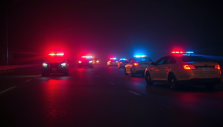 Houston East Freeway Incident with police cars at night.