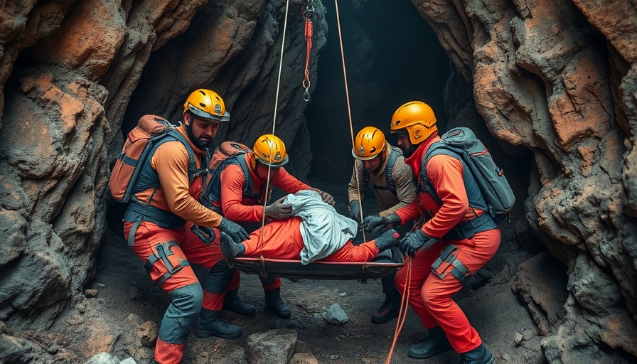 Cave rescue team in action during operation.