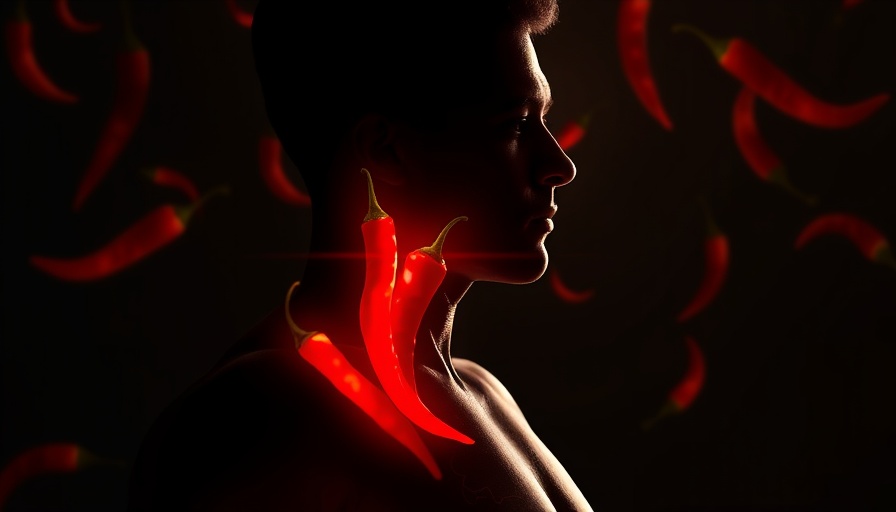 Cayenne Pepper Health Benefits highlighted with glowing human silhouette.
