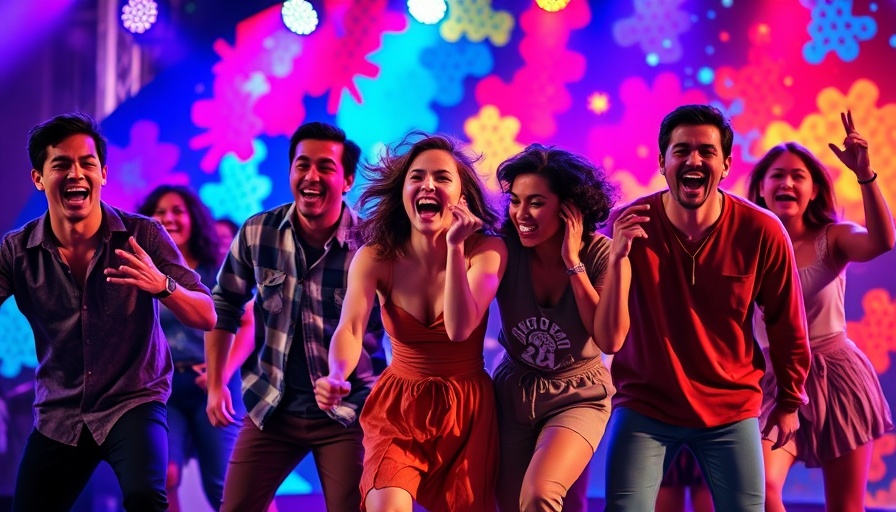 Energetic improv actors performing lively scene on stage