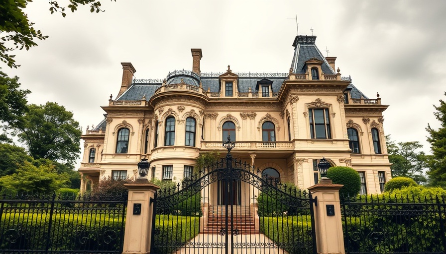 Historic mansion in San Antonio under cloudy sky.