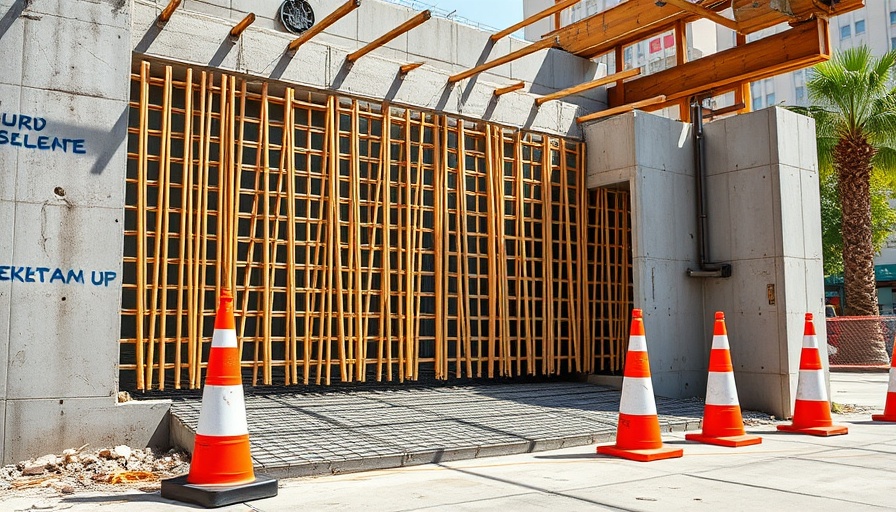 Bamboo repairs in Museum District with traffic cones and construction materials.