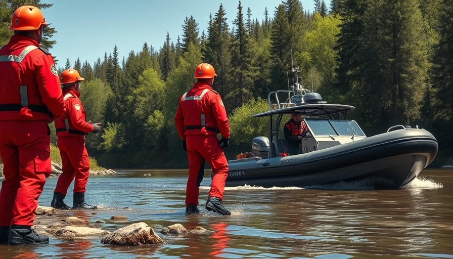 Rescue team and boat during Oregon waterfall accident recovery.