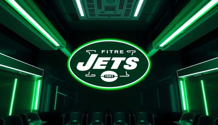 Jets locker room makeover with sleek logo and neon lights