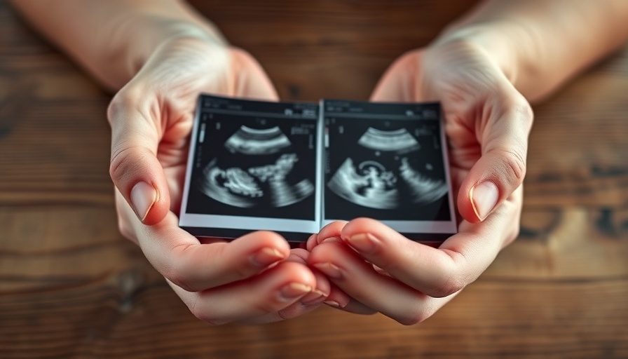 Hands holding ultrasound images, representing surrogate motherhood.