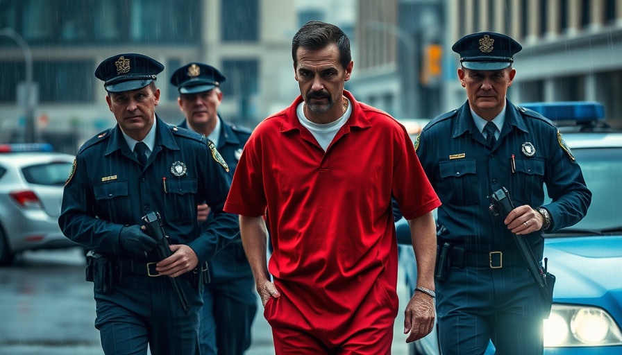 Kohberger sentencing scene with police escort in rain.