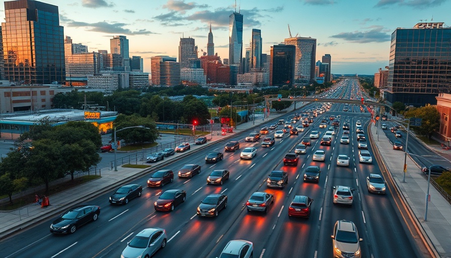 Aerial view of Austin traffic changes during rush hour.