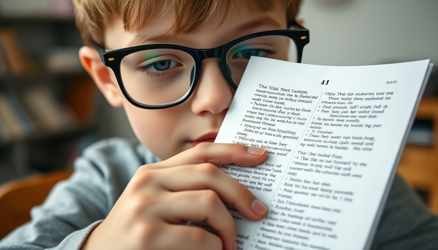 Person with colorblind glasses reading Braille in soft light.