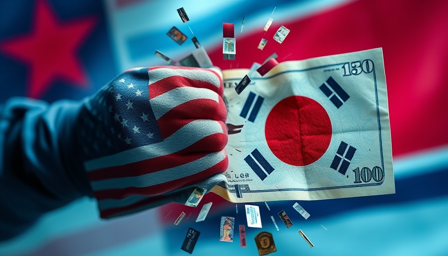 Symbolic clash of US and North Korea currencies depicting economic disruption.