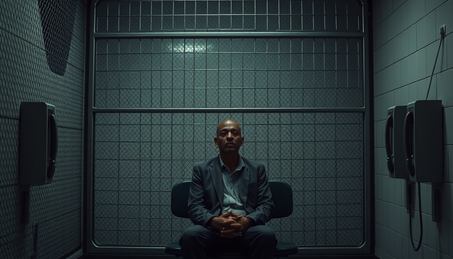 Man seated in prison visitation room, mesh partition, delayed execution Robert Roberson.