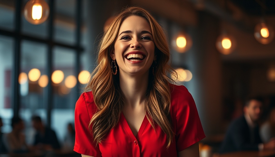 Smiling woman enjoying local entertainment in San Antonio.