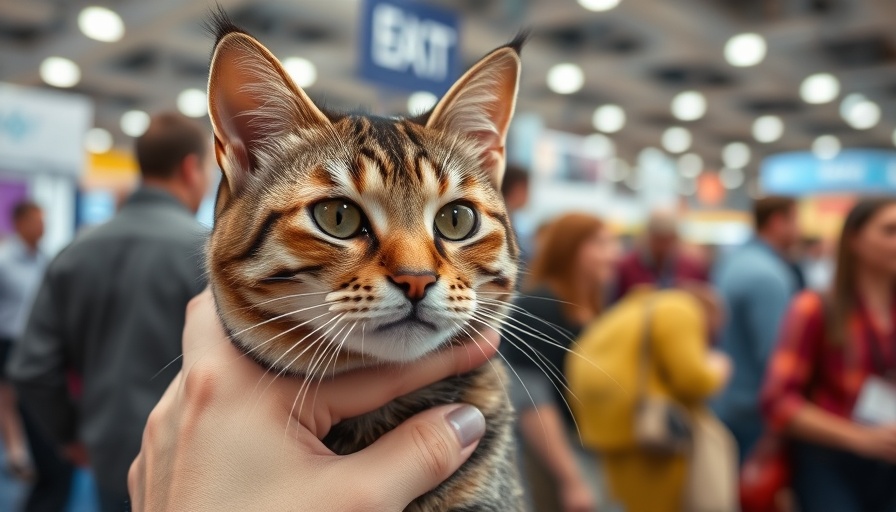 Cat being petted at a cats-only expo in Austin, relaxing scene.