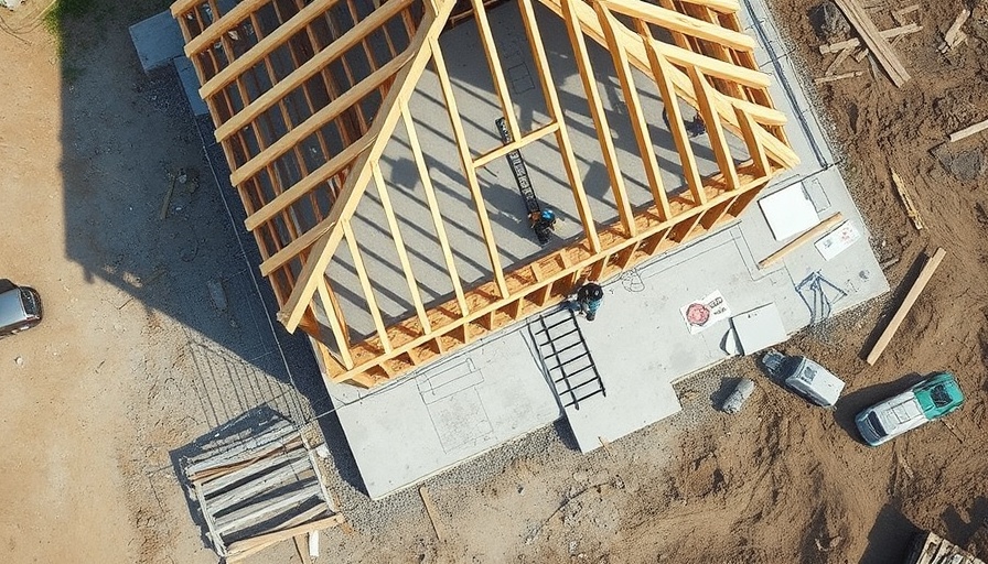 Aerial shot of house construction impacting housing affordability in DFW.