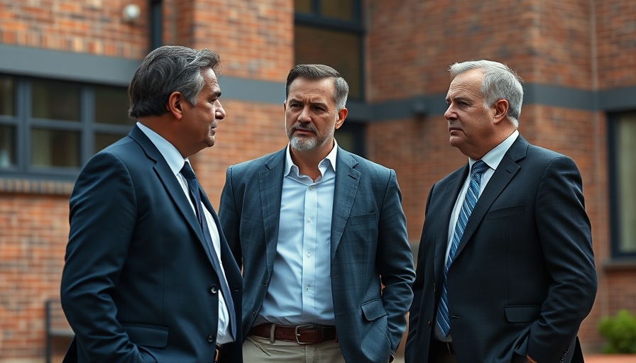Serious discussion on Gaza crisis meeting outside a brick building.