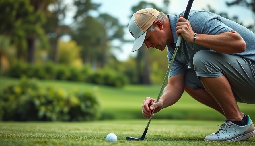 Applause in Sports: Casual golfer focused on putting on a lush course.