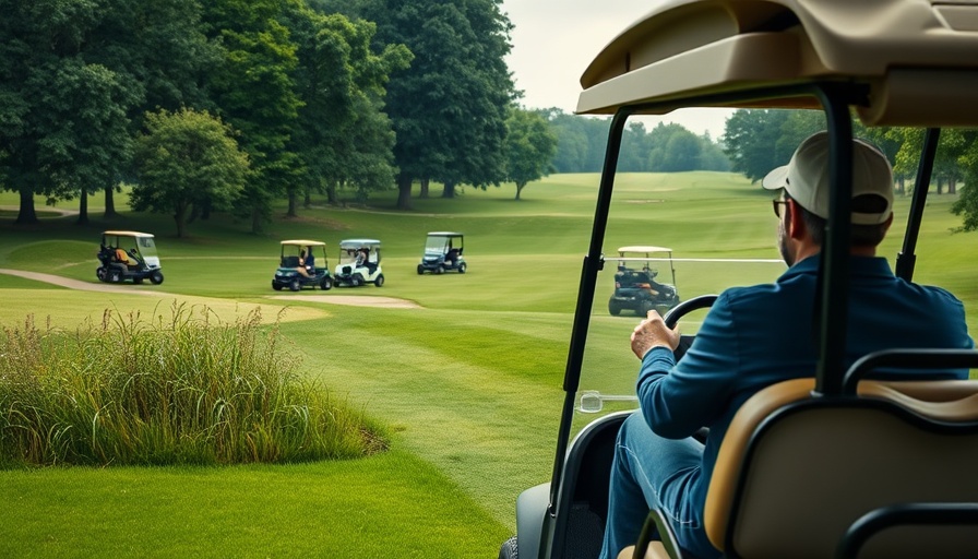 Golf Force One on lush course with multiple carts.