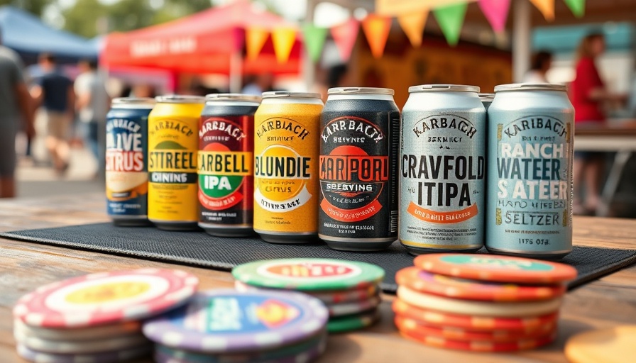 Beer by the Bay music festival display of colorful Karbach Brewing beer cans.