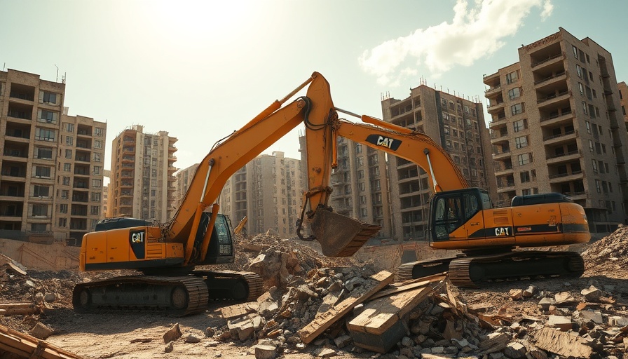 Excavators clearing debris at an urban construction site, Opportunity Zones 2.0.