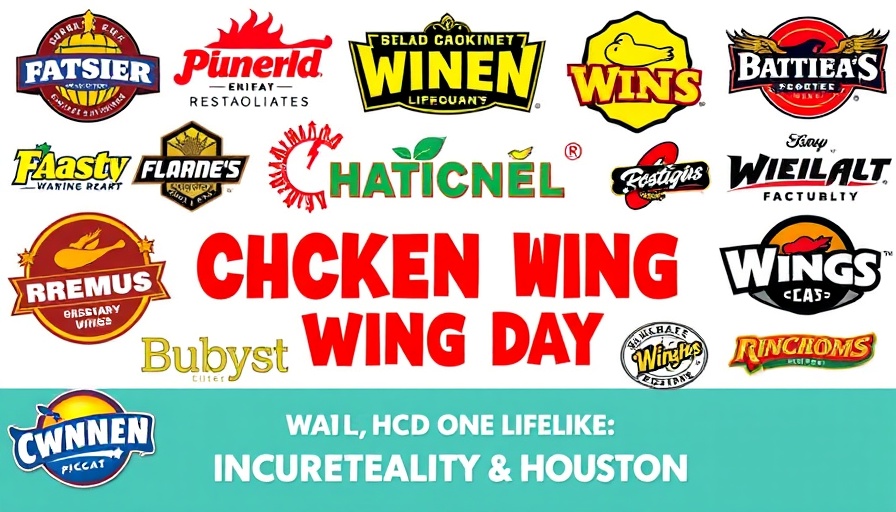 Collage of wing brand logos for National Chicken Wing Day Houston 2025.