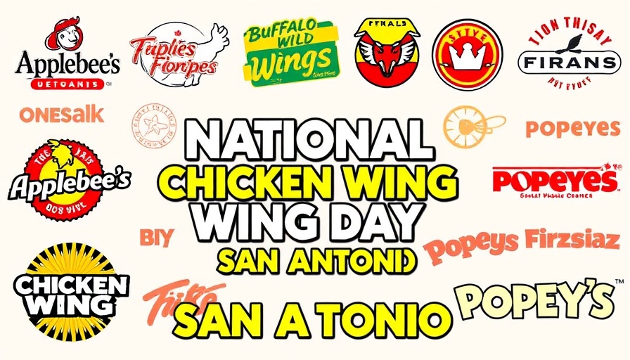 Restaurant logos collage celebrating National Chicken Wing Day San Antonio