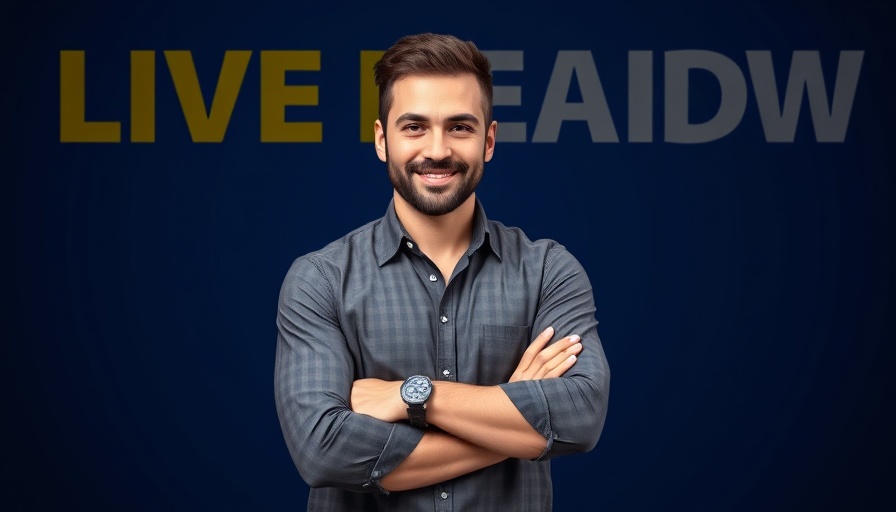 Confident man promoting health show for mental wellness for seniors.