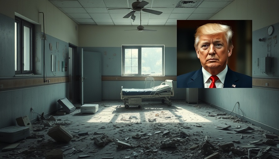 Trump Cease-Fire Deadline scene with damaged hospital room and political figures.