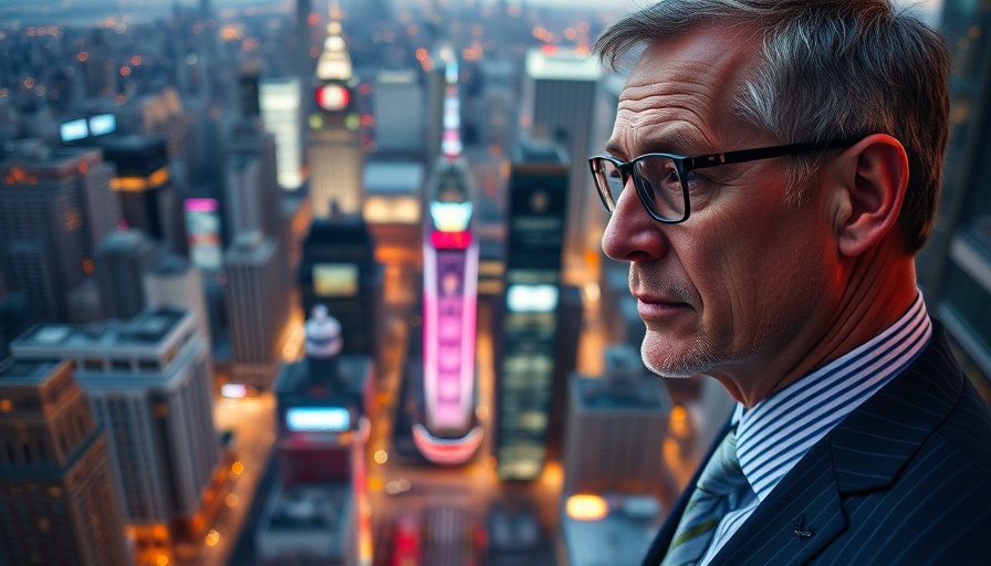 Rooftop Pastor fundraising journey, city skyline and thoughtful man