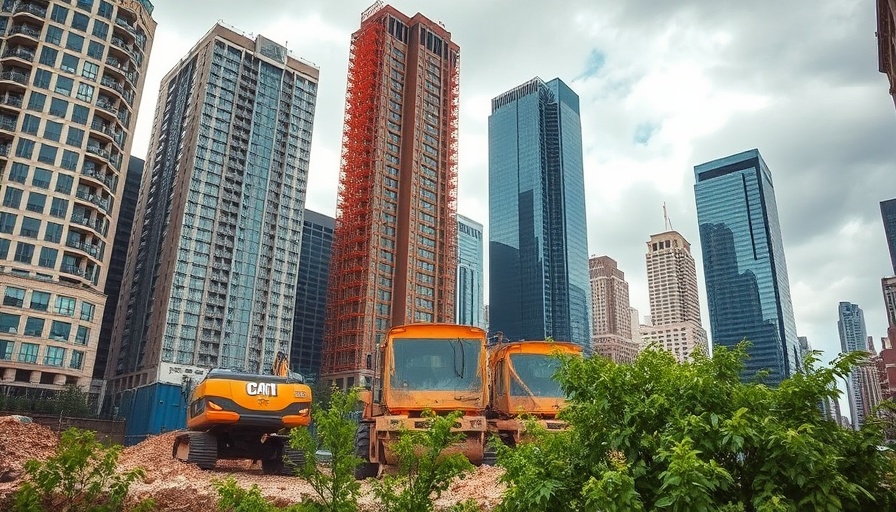 Austin convention center project site with machinery.