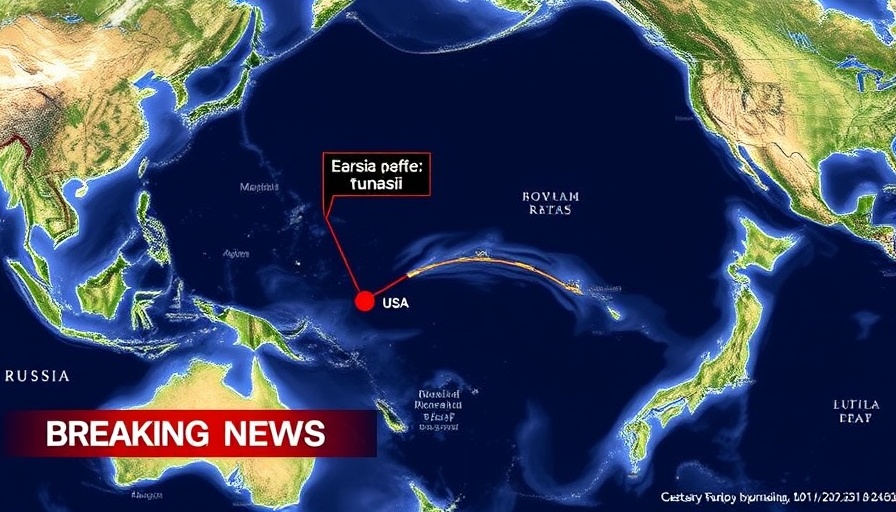 Map of tsunami alert for Hawaii after earthquake near Russia.