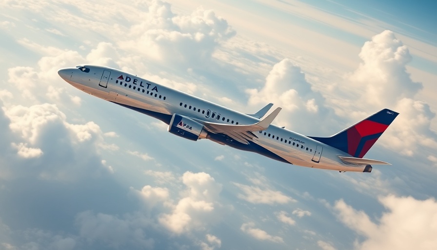 Airborne Delta jet amidst clouds, Delta pilot arrested.
