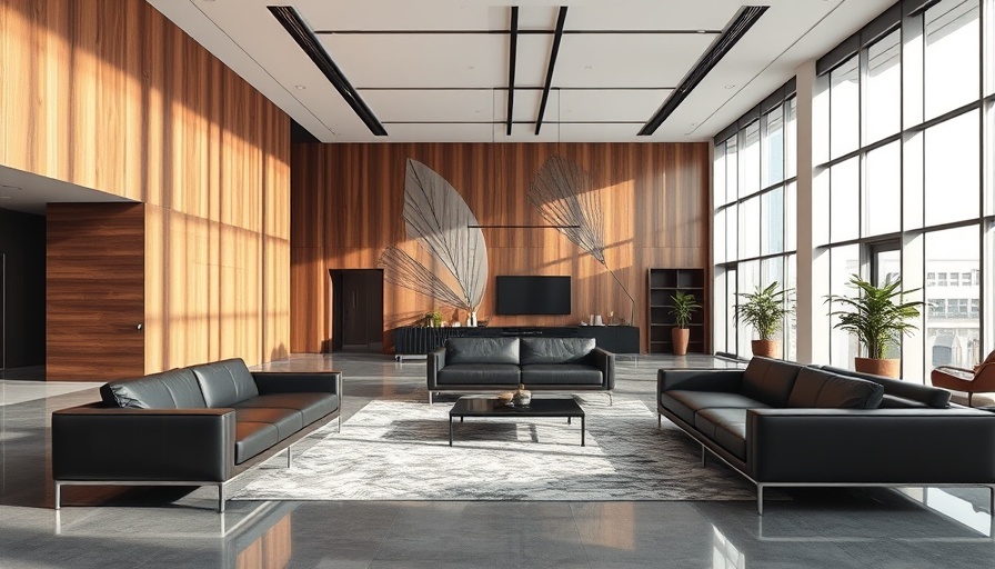 Contemporary office lobby with modern design and furniture, reflecting Houston business news.
