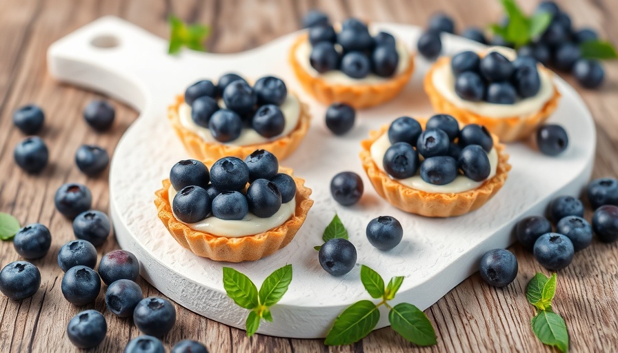 Elegant blueberry tarts symbolize health and wellness.