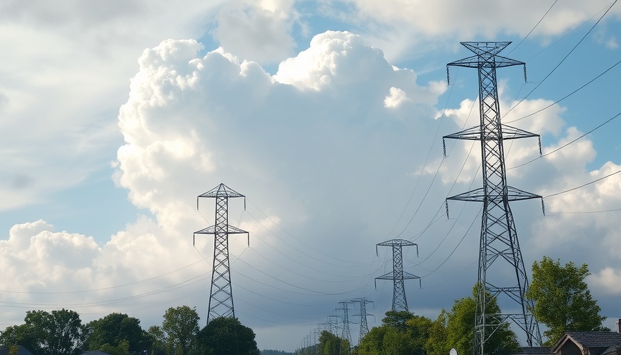 Tall power lines under a cloudy sky, Austin community news.