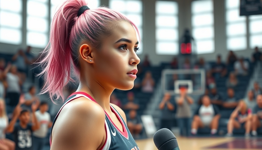 WNBA player with pink hair being interviewed post-game.