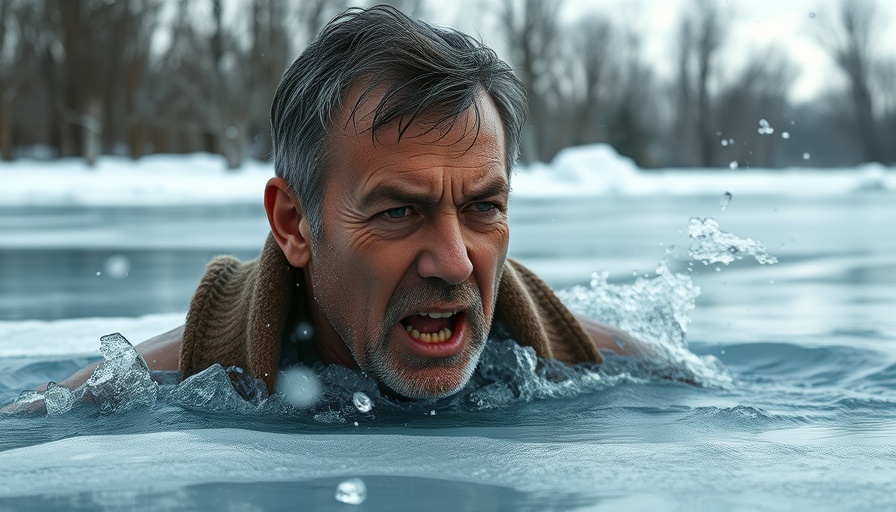 Man experiencing cold, illustrating temperature perception pathway.