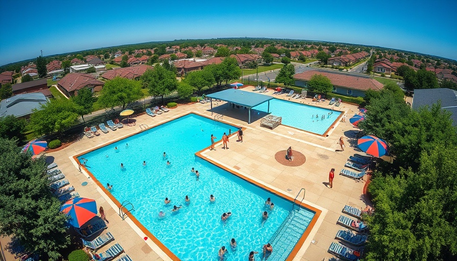 Community pool in one of the safest suburbs in Austin 2025, vibrant setting.