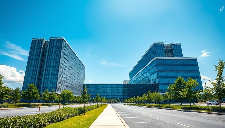 San Antonio office-to-residential conversion site with modern buildings.