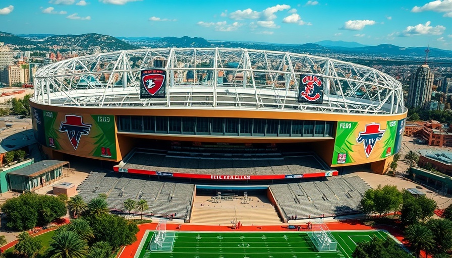 Stadium exterior with team logos, D-backs A's series preparation.