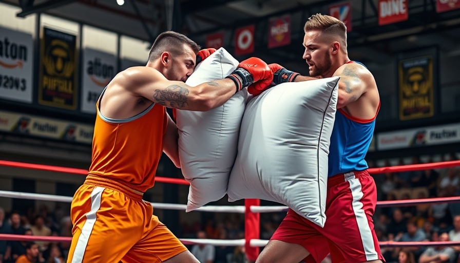 Pillow Fight Championship action with two competitors in a ring.
