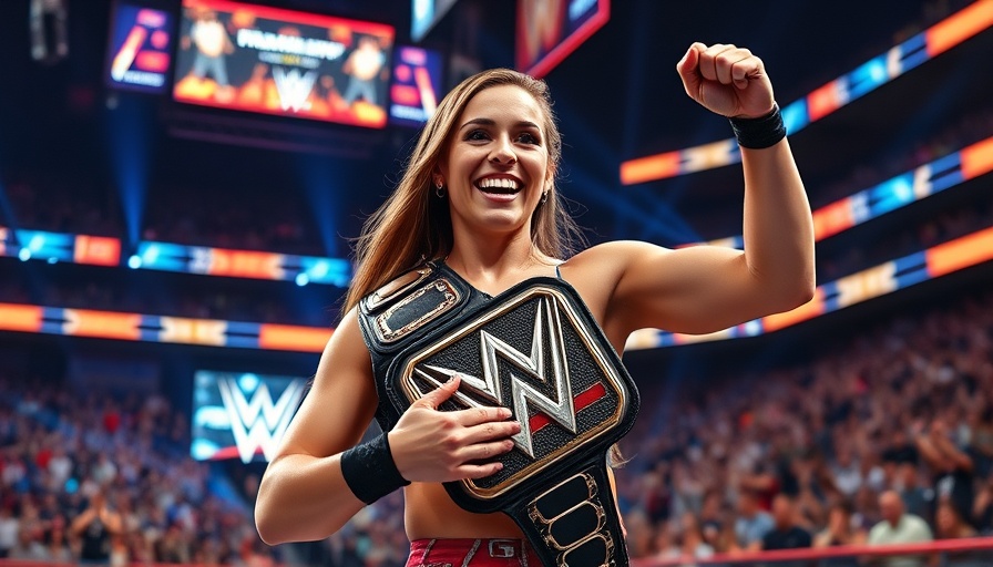 WWE Women's Champion holding the belt at a vibrant event.