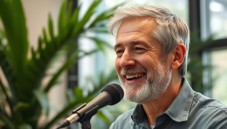 Man speaking with a smile in an indoor setting.