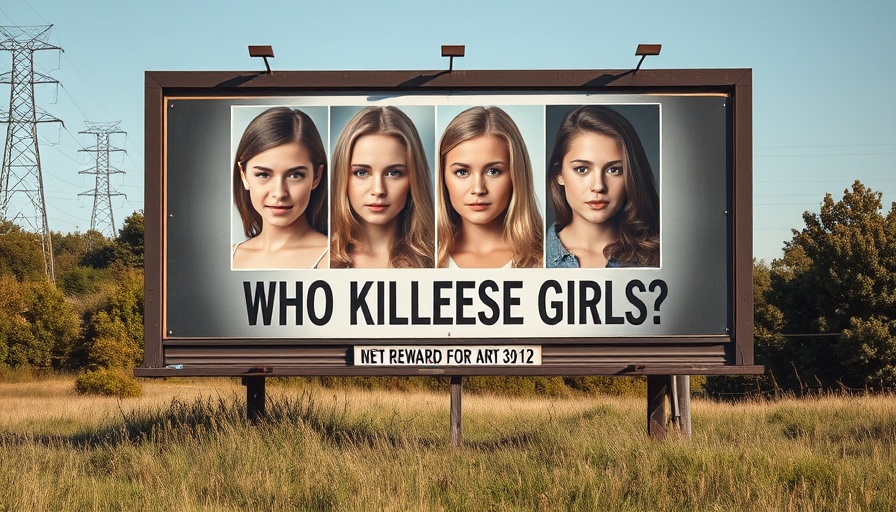 Billboard with portraits related to the yogurt shop murders Austin.