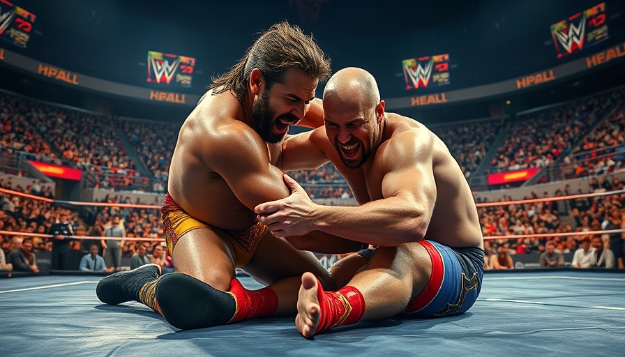Dominik Mysterio in an intense wrestling match for the Intercontinental Championship.