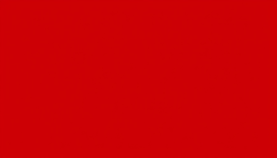 Solid red background, minimalist design