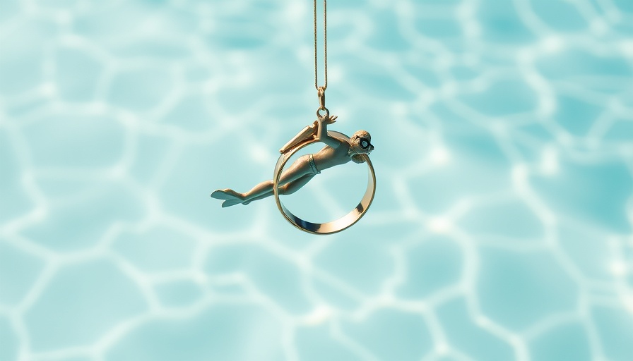 Surreal artwork of diver and ring over water, symbolizing mental health support after divorce.