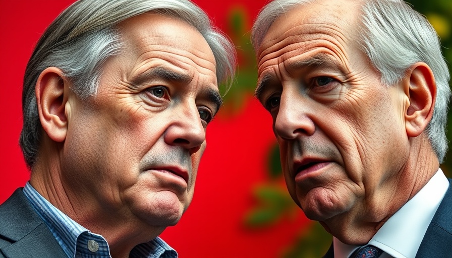 Two serious male figures in a political discussion context.