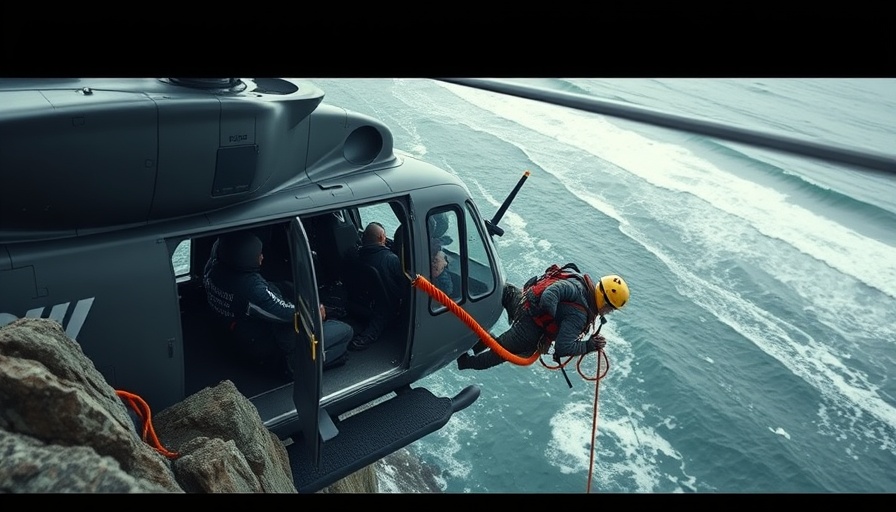 Dramatic helicopter rescue of hiker from rising tides.