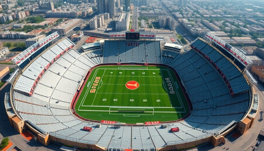 Aerial view of a large empty football stadium highlighting seating, related to UFL team relocations.
